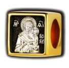Тихвинская икона Божией Матери. Бусина с эмалью из серебра 925 пробы с позолотой