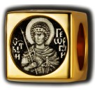 Великомученик Георгий Победоносец. Бусина с эмалью из серебра 925 пробы с позолотой