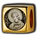 Святой благоверный князь Александр Невский. Бусина с эмалью из серебра 925 пробы с позолотой