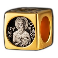 Святитель Спиридон Тримифунтский. Бусина с эмалью из серебра 925 пробы с позолотой фото