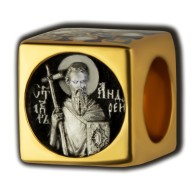 Апостол Андрей Первозванный. Бусина с эмалью из серебра 925 пробы с позолотой фото