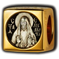 Святая преподобномученица Елисавета. Бусина с эмалью из серебра 925 пробы с позолотой фото
