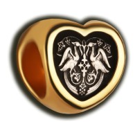 Бусина "Сердце" с эмалью из серебра 960 пробы с позолотой фото