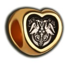 Бусина "Сердце" с эмалью из серебра 960 пробы с позолотой