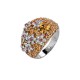 Кольцо с цитринами, бриллиантами, турмалинами и гиацинтами из белого золота 585 пробы