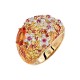 Кольцо с бриллиантами, сапфирами и рубинами из желтого золота 585 пробы