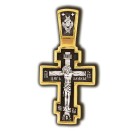 Распятие Христово. Покров Пресвятой Богородицы. Православный крест из серебра 925 пробы с позолотой
