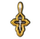 Распятие Христово. Покров Пресвятой Богородицы. Православный крест из серебра 925 пробы с позолотой