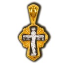 Распятие Христово. Архангел Михаил. Православный крест из серебра 925 пробы с позолотой
