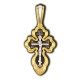 Распятие Христово. Шестикрылый серафим. Православный крест из серебра 925 пробы с позолотой
