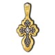 Распятие Христово. Шестикрылый серафим. Православный крест из серебра 925 пробы с позолотой