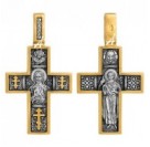 Господь Вседержитель. Св. мученик Трифон. Крест из серебра 925 пробы с желтой позолотой и чернением