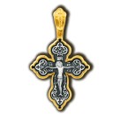 Распятие Христово. Православный крест из серебра 925 пробы с позолотой