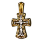 Распятие Христово. Икона Божией Матери Знамение. Православный крест из серебра 925 пробы с позолотой