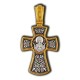 Распятие Христово. Икона Божией Матери Знамение. Православный крест из серебра 925 пробы с позолотой