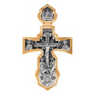 Крест "Морской" из серебра 925 пробы с позолотой фото