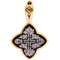 Лилии. Православный крест из серебра 925 пробы с позолотой фото