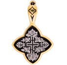 Лилии. Православный крест из серебра 925 пробы с позолотой