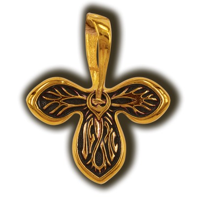 Трилистник. Православный крест из серебра 925 пробы с позолотой фото