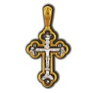 Распятие Христово. Деисус. Православный крест из серебра 925 пробы с позолотой
