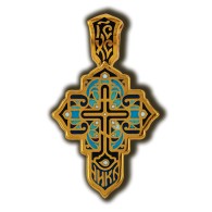 Процвете Древо Креста. Православный крест с эмалью из серебра 925 пробы с позолотой фото