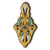 Процвете Древо Креста. Православный крест с эмалью из серебра 925 пробы с позолотой фото