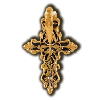 Процвете Древо Креста. Православный крест из серебра 925 пробы с позолотой фото
