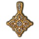 Хризма. Молитва Кресту. Православный крест с фианитами из серебра 925 пробы с позолотой