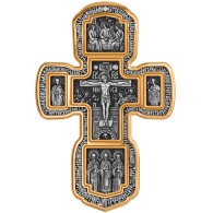 Распятие Христово. Икона Божией Матери "Толгская". Крест из серебра 925 пробы с позолотой фото