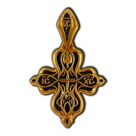 Процветший крест. Православный крест из серебра 925 пробы с позолотой фото