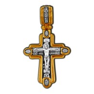 Распятие Христово. Молитва Честному Кресту. Православный крест из серебра 925 пробы с позолотой фото
