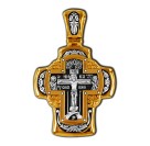 Распятие Христово. Деисус. Молитва Кресту. Православный крест  из серебра 925 пробы с позолотой