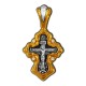 Распятие Христово. Молитва Да воскреснет Бог. Православный крест с фианитами из серебра 925 пробы с позолотой
