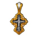 Распятие Христово. Молитва Да воскреснет Бог. Православный крест с фианитами из серебра 925 пробы с позолотой