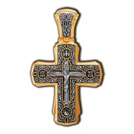 Распятие Христово. Казанская икона Божией Матери. Крест  из серебра 925 пробы с позолотой фото