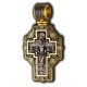 Распятие Христово. Сергий Радонежский. Православный крест с фианитами из серебра 925 пробы с позолотой
