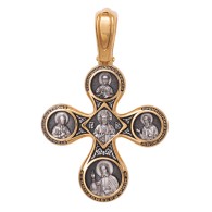 Господь Вседержитель. Православный крест из серебра 925 пробы с позолотой фото