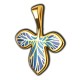 Трилистник. Православный крест с эмалью  из серебра 925 пробы с позолотой