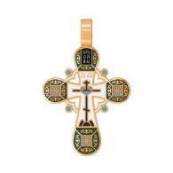 Православный крест с эмалью из серебра 925 пробы с позолотой фото