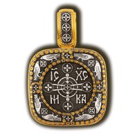 Византийский крест. Образок из серебра 925 пробы с позолотой фото