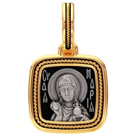 Святая Мария. Образок из серебра 925 пробы с позолотой фото