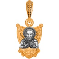Николай Чудотворец. Образок из серебра 925 пробы с позолотой фото