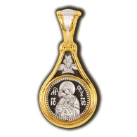 Владимирская икона Божией Матери. Образок из серебра 925 пробы с позолотой фото