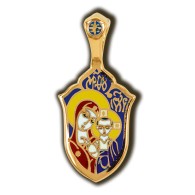 Казанская икона Божией Матери. Образок с эмалью из серебра 925 пробы с позолотой фото