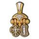 Распятие. Хризма. Православный крест. Валаамская икона Божией Матери. Ангел-Хранитель. Образок из серебра 925 пробы с позолотой