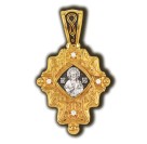 Господь Вседержитель. Табынская икона Божией Матери. Православный крест с фианитами из серебра 925 пробы с позолотой