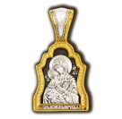 Владимирская икона Божией Матери. Образок из серебра 925 пробы с позолотой