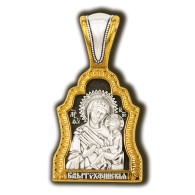 Тихвинская икона Божией Матери. Образок из серебра 925 пробы с позолотой фото