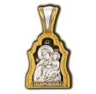 Икона Божией Матери Отрада и утешение. Образок из серебра 925 пробы с позолотой