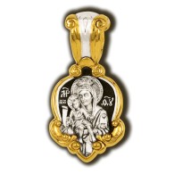 Икона Божией Матери Достойно есть. Образок из серебра 925 пробы с позолотой фото